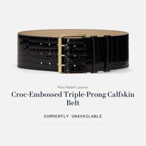 Polo by Ralph Lauren Black Croc-Embossed Belt